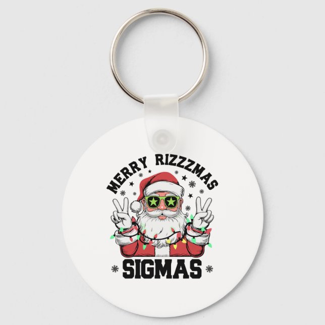 Merry Rizz Mas Sigmas Funny Weihnachten Schlüsselanhänger (Vorderseite)