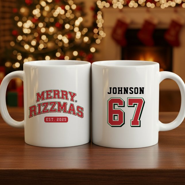 Merry Rizzmas Athletic Sports Jersey Christmas Kaffeetasse (Von Creator hochgeladen)