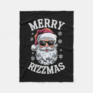 Merry Rizzmas Funny Christmas Weihnachtsmann Happy Fleecedecke