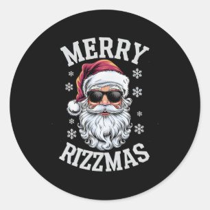 Merry Rizzmas Funny Christmas Weihnachtsmann Happy Runder Aufkleber