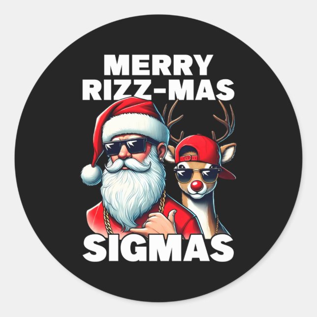 Merry Rizzmas Sigmas Gen Alpha Funny Christmas San Runder Aufkleber (Vorderseite)