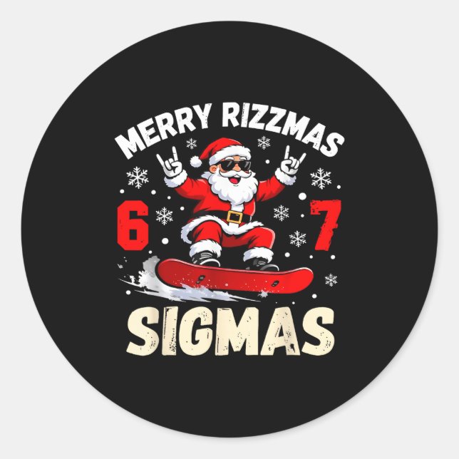 Merry Rizzmas Sigmas Santa 67 Six Seven  Runder Aufkleber (Vorderseite)