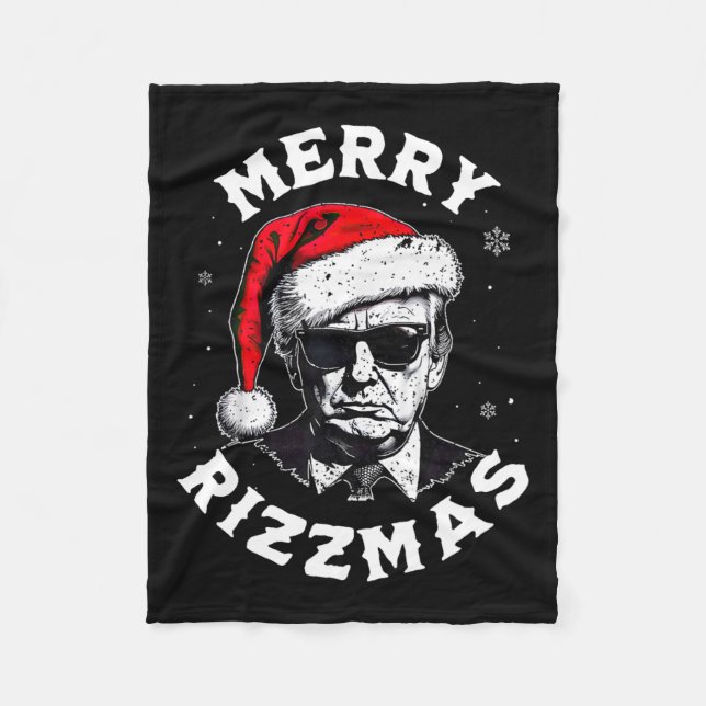 Merry Rizzmas Weihnachten Funny Trump Weihnachtsma Fleecedecke (Vorderseite)