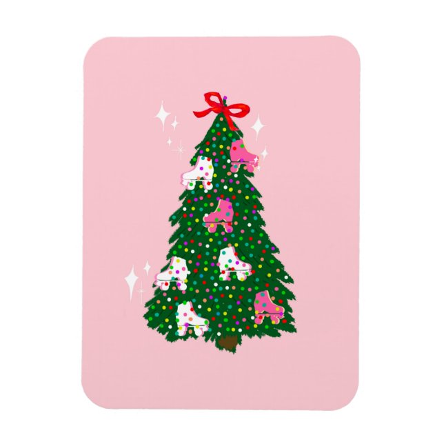 Merry Roller Skate Ornamente Weihnachtsbaum Pink Magnet (Vertikal)