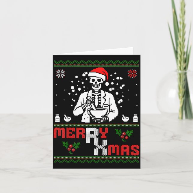Merry Rx Mas Skeleton Pharmacist Pharmacy Tech Ugl Karte (Vorderseite)