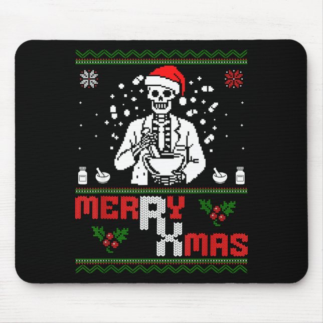 Merry Rx Mas Skeleton Pharmacist Pharmacy Tech Ugl Mousepad (Vorne)