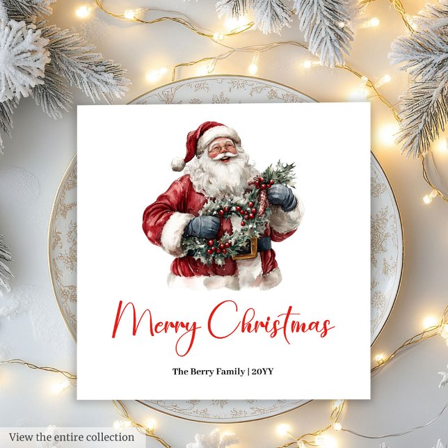 Merry Santa Claus Custom Editable Christmas Napkin Serviette (Merry Santa Claus Custom Editable Christmas Napkin)