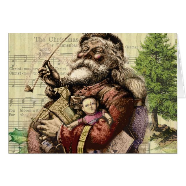 Merry Santa Claus Tree Classic Illustration (Vorderseite (Horizontal))