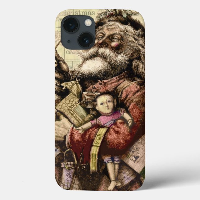 Merry Santa Claus Tree Classic Illustration Case-Mate iPhone Hülle (Rückseite)