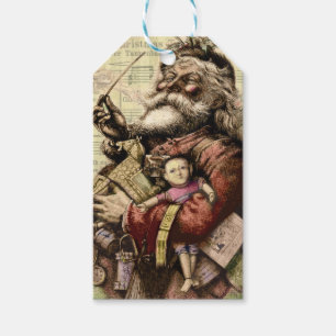Merry Santa Claus Tree Classic Illustration Geschenkanhänger