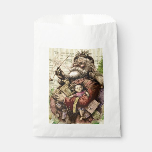 Merry Santa Claus Tree Classic Illustration Geschenktütchen (Vorderseite)