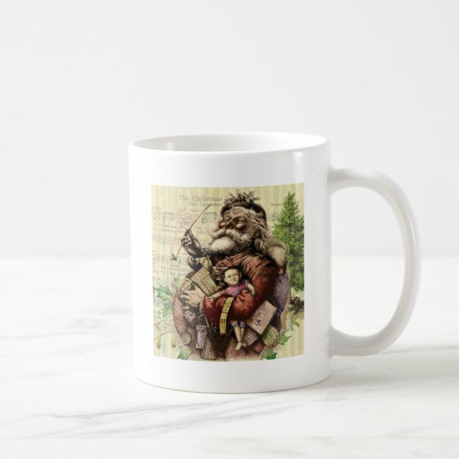 Merry Santa Claus Tree Classic Illustration Kaffeetasse (Rechts)