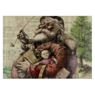Merry Santa Claus Tree Classic Illustration Schneidebrett