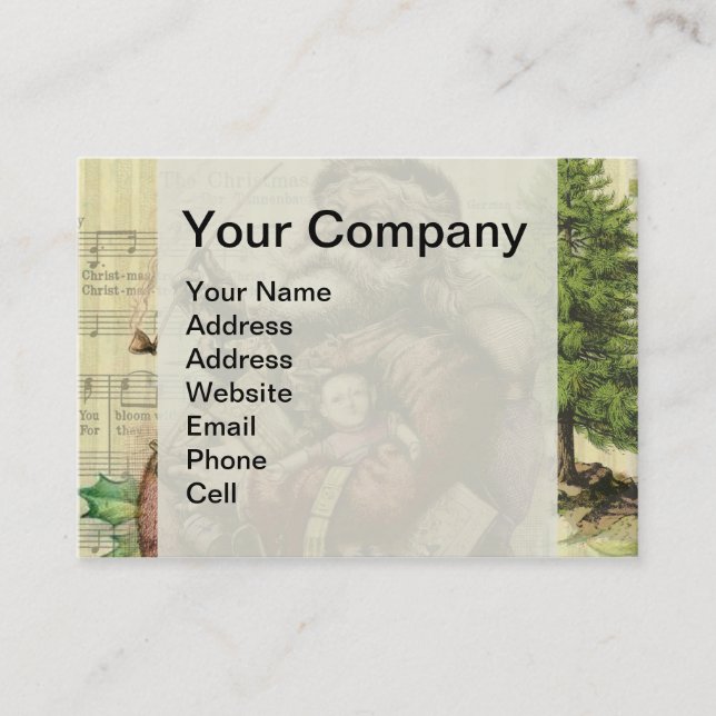 Merry Santa Claus Tree Classic Illustration Visitenkarte (Vorderseite)