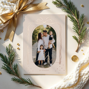 Merry Script Elegant Chic Christmas Bow Arch Foto Folien Feiertagskarte