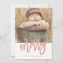 Merry Script Imitats Rose Gold Foil Holiday Foto