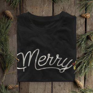 Merry Script Typografie Minimalistisch Weihnachten T-Shirt