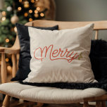 Merry Script Typography Minimalist Christmas  Kissen<br><div class="desc">Introducing our "Merry" Christmas t-shirt, the perfect holiday season gift for both men and women. With a minimalist design featuring the word "Merry" in elegant script, accompanied by a festive holly plant, it's a heartwarming reminder of the joy and togetherness that Christmas brings to families and friends. Embrace the winter...</div>