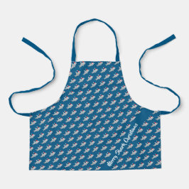 Merry Shark Christmas Blue Gray Animal Pattern Schürze