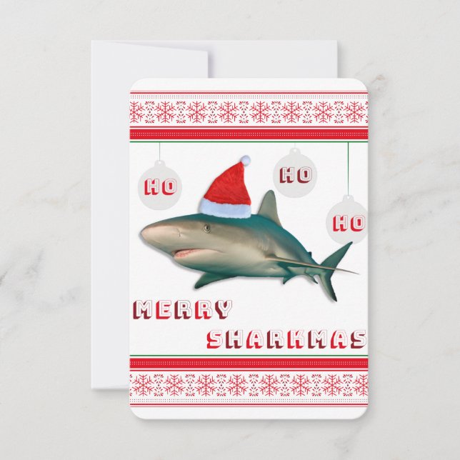 Merry Sharkmas Christmas Shark Card Karte (Vorderseite)