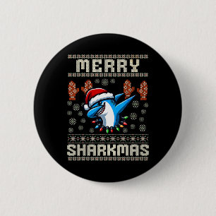 Merry Sharkmas Hai Christma Ugly Xmas Kinder Hai Button