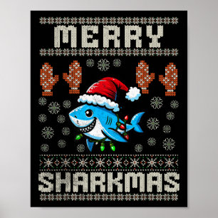 Merry Sharkmas Hai Weihnachten hässlich Weihnachte Poster