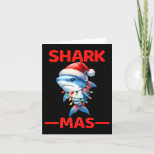 Merry Sharkmas Santa Shark Christmas Lights Hat Tr Karte
