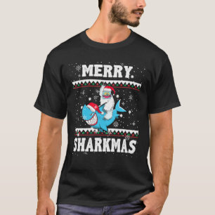 Merry Sharkmas Santa Shark Ugly Christmas Sweater T-Shirt