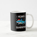 Merry Sharkmas Shark Santa Ugly Christmas Lights B Kaffeetasse<br><div class="desc">Merry Sharkmas Shark Santa Ugly WeihnachtsLICHT Boys Xmas</div>