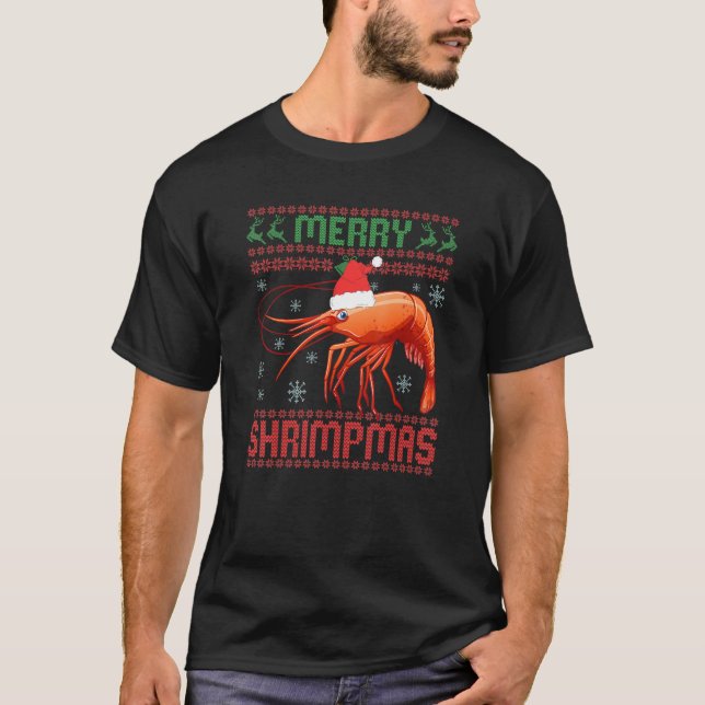 Merry Shrimpmas drôle crevettes laides Noël Sweat (Devant)