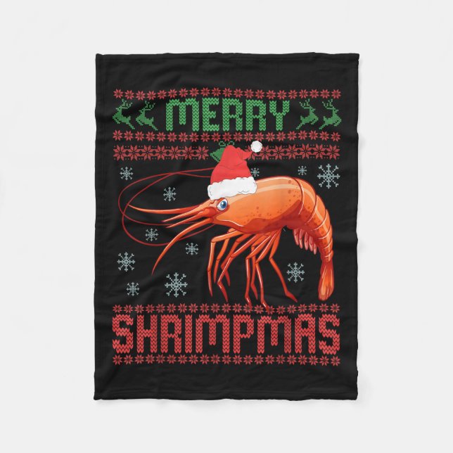 Merry Shrimpmas Funny Shrimp Ugly Christmas Sweate Fleecedecke (Vorderseite)