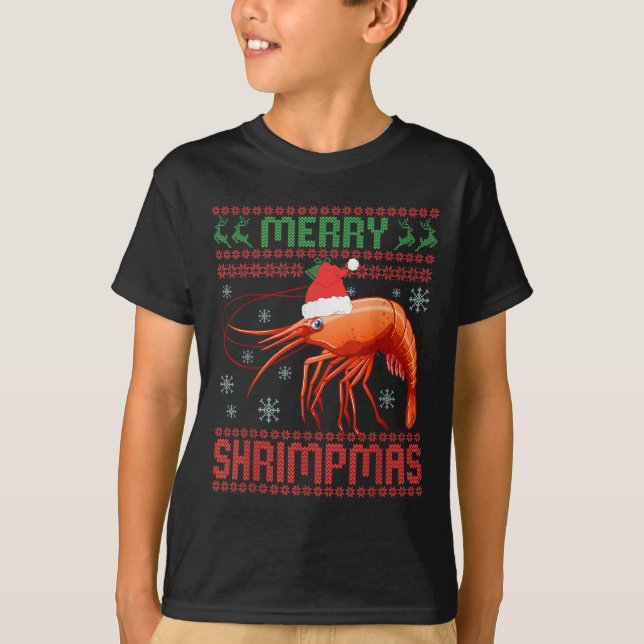 Merry Shrimpmas Funny Shrimp Ugly Christmas Sweate T-Shirt (Vorderseite)