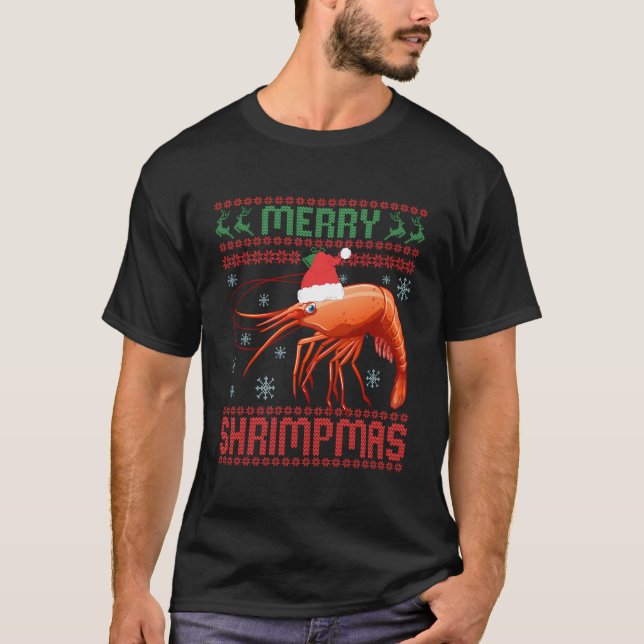 Merry Shrimpmas Funny Shrimp Ugly Christmas Sweet T-Shirt (Vorderseite)