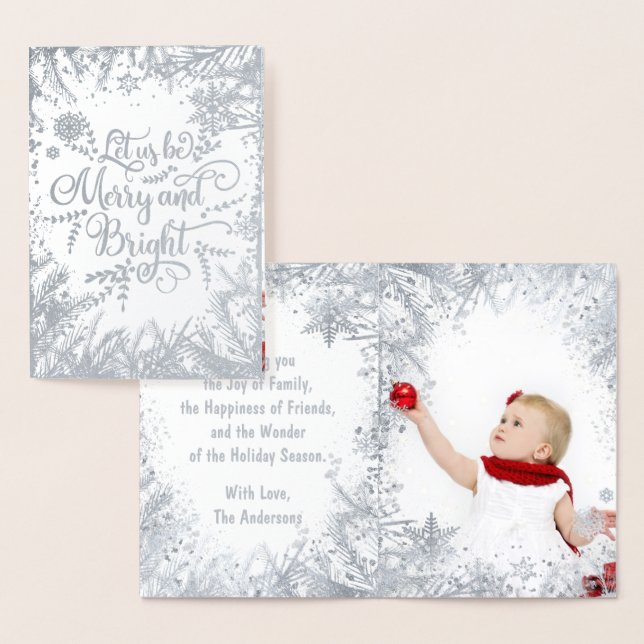 Merry Silver Real Foil Typografy Foto Folienkarte (Anzeige)