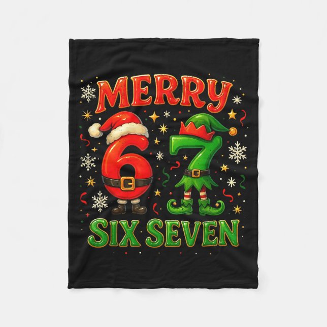 Merry Six Seven Funny Meme 67 Christmas Couple Des Fleecedecke (Vorderseite)