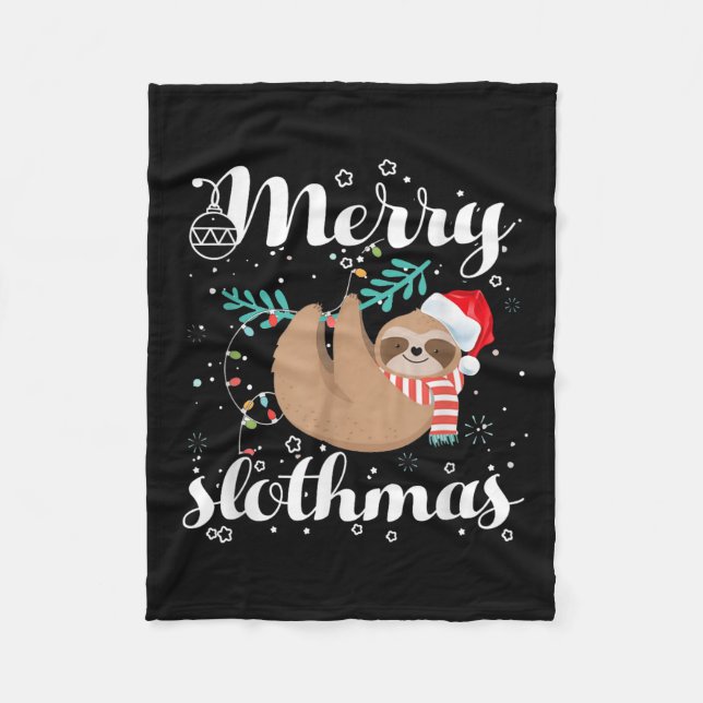 Merry Slothmas Christmas Pajama For Sloth Lovers  Fleecedecke (Vorderseite)