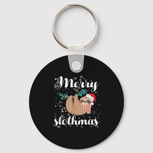 Merry Slothmas Christmas Pajama For Sloth Lovers  Schlüsselanhänger (Vorderseite)