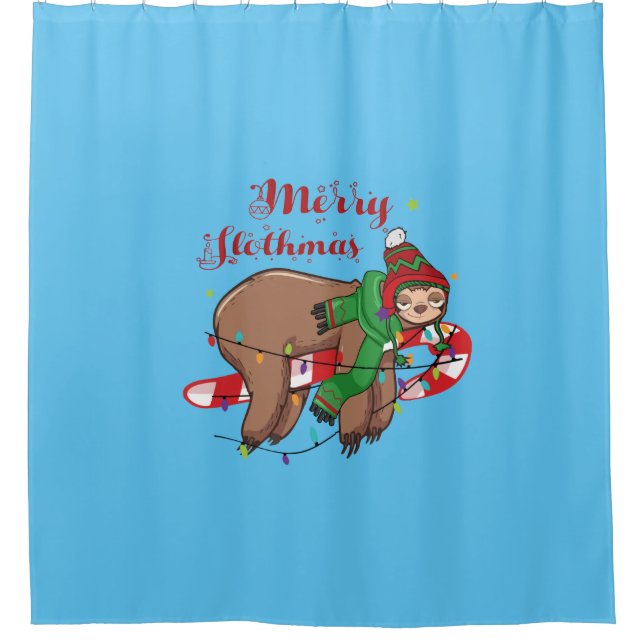 Merry Slothmas Duschvorhang (Vorderseite)