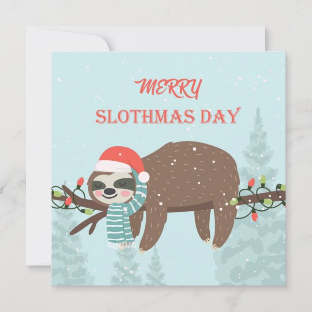 Merry Slothmas Feiertagskarte (Vorderseite)