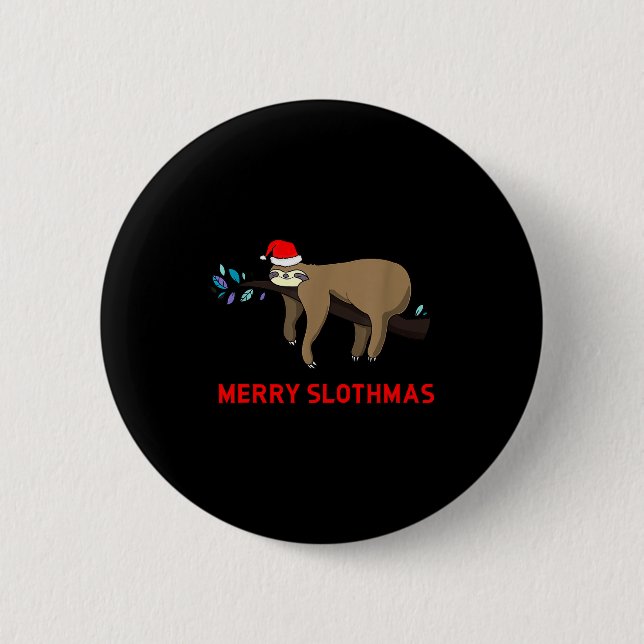 Merry Slothmas Funny Sloth Christmas  Button (Vorderseite)
