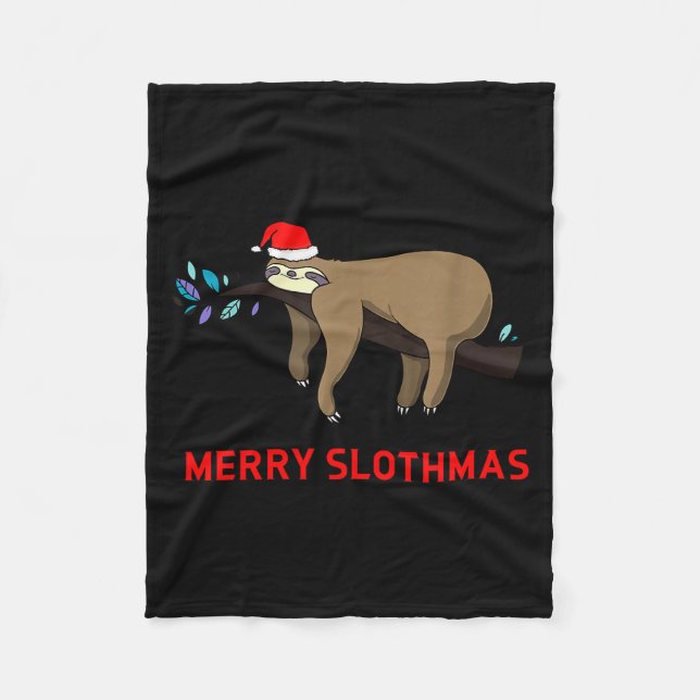 Merry Slothmas Funny Sloth Christmas  Fleecedecke (Vorderseite)