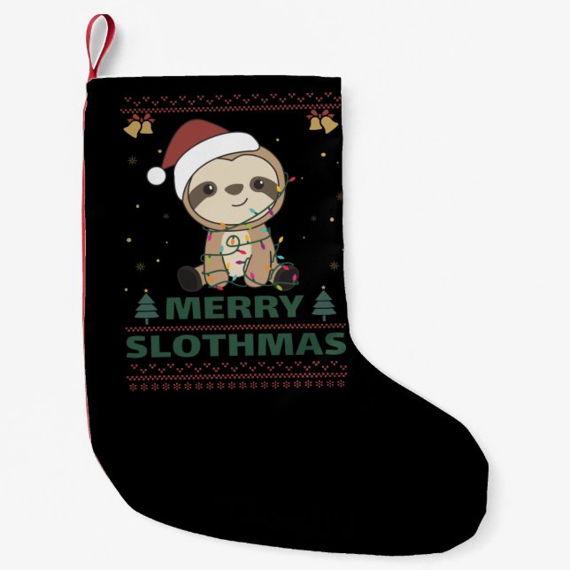 Merry Slothmas Funny Sloth Christmas Pun Adult Clo Kleiner Weihnachtsstrumpf (Vorderseite)