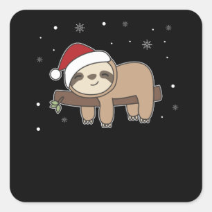 Merry Slothmas Funny Sloth For Christmas Quadratischer Aufkleber