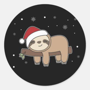 Merry Slothmas Funny Sloth für Christmas Classic R Runder Aufkleber
