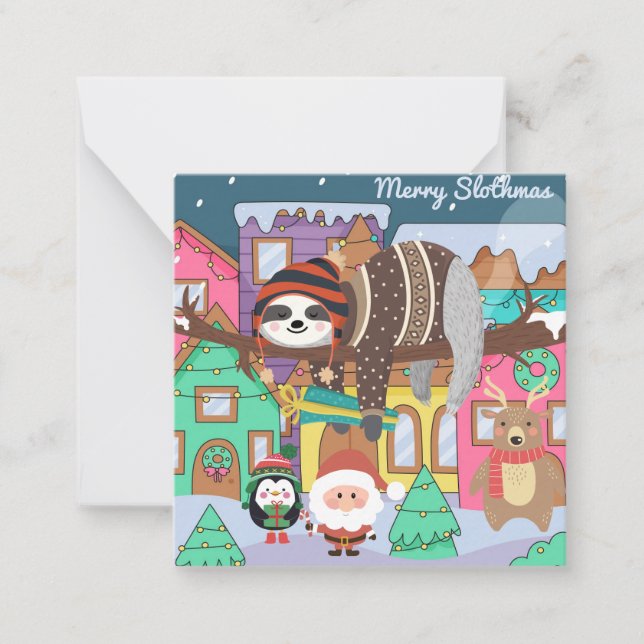 Merry Slothmas Mitteilungskarte (Vorderseite)