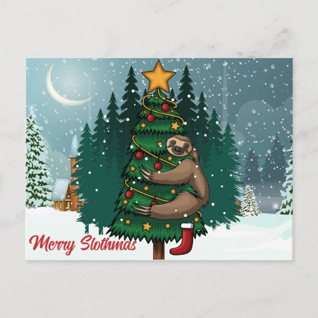 Merry Slothmas Postcard Postkarte (Vorderseite)