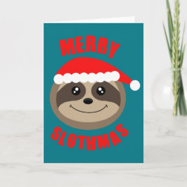 Merry Slothmas Sloth Xmas Weihnachtskarte Feiertagskarte