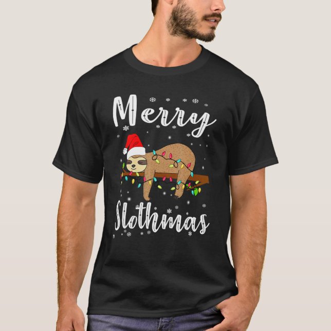 Merry Slothmas Tee Christmas Pajama for Sloth (Vorderseite)