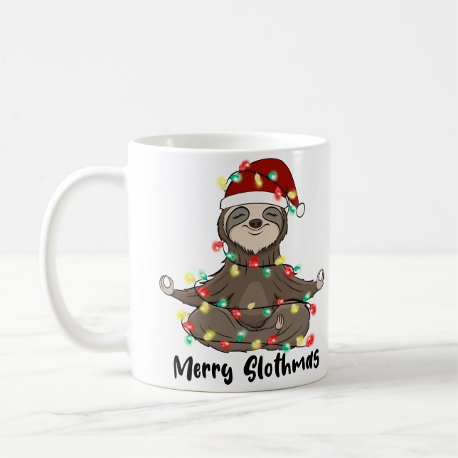 Merry Slothmas Yoga Sloth Meditation Weihnachten Kaffeetasse (Links)