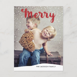 Merry Snowfall Collection Foto Postcard Red Feiertagspostkarte
